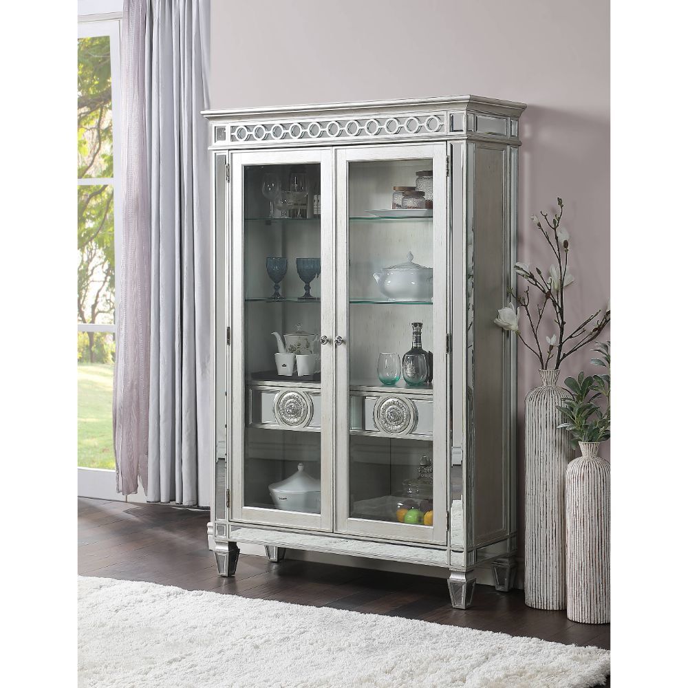 Mirrored & Antique Platinum Finish Varian Curio 66166 by ACME