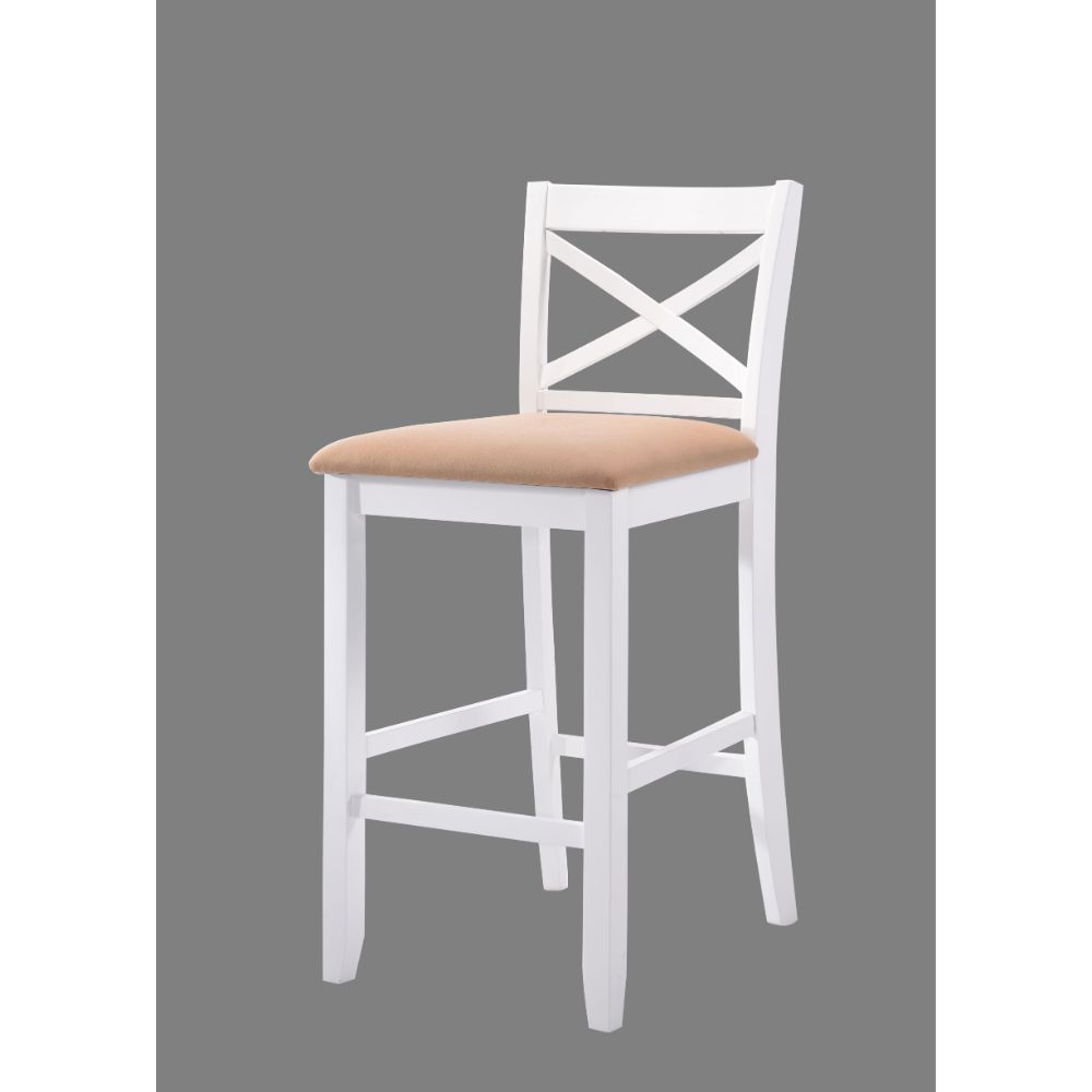 Fabric & White Tobie Bar Chair (2Pc) by ACME
