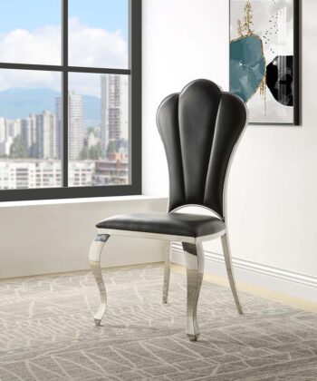 Cyrene Black Leather Dining Side Chair by ACME