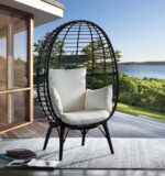 Light Gray Fabric & Black Finish Penelope Patio Lounge Chair OT01098 by ACME Chair & Bench Mobilia Cleopatra 11 Light Gray Fabric & Black Finish Penelope Patio Lounge Chair OT01098 by ACME 11