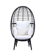 Light Gray Fabric & Black Finish Penelope Patio Lounge Chair OT01098 by ACME Chair & Bench Mobilia Cleopatra 12 Light Gray Fabric & Black Finish Penelope Patio Lounge Chair OT01098 by ACME 12