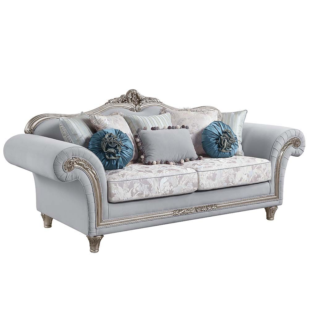 Light Gray Linen Pelumi Sofa W/8 Pillows LV01112 by ACME