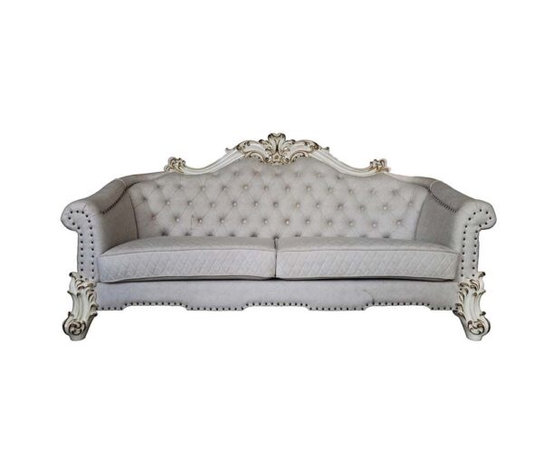 Vendome II Sofa With 6 Pillows in Ivory Fabric LV01329 by ACME - Image 2