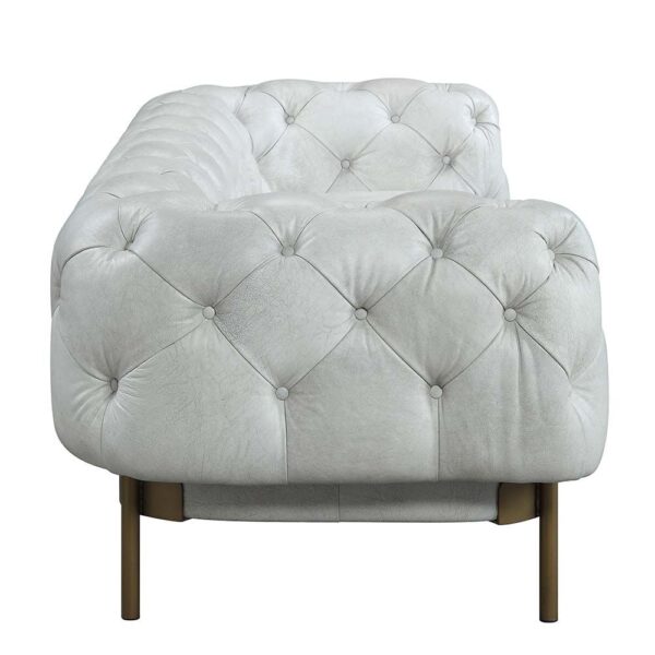 White Leather Ragle Sofa LV01021 by ACME - Image 3