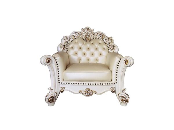 Vendome Chair With Pillow in Champagne Leather LV01326 by ACME - Image 2