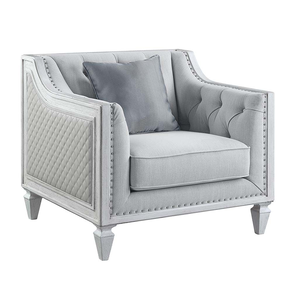 Light Gray Linen Katia Chair W/Pillow LV01051 by ACME
