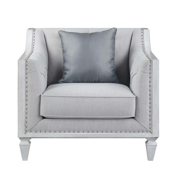 Light Gray Linen Katia Chair W/Pillow LV01051 by ACME - Image 2