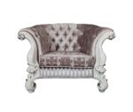 Ivory Fabric & Bone White Finish Versailles Chair W/2 Pillows LV01396 by ACME 12