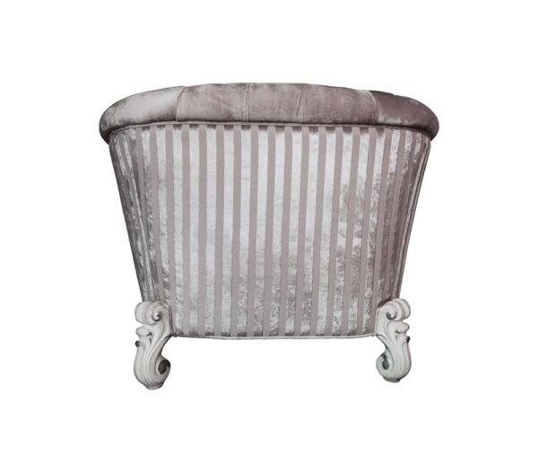 Ivory Fabric & Bone White Finish Versailles Chair W/2 Pillows LV01396 by ACME - Image 4