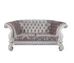 Ivory Fabric & Bone White Finish Versailles Loveseat W/5 Pillows LV01395 by ACME 12