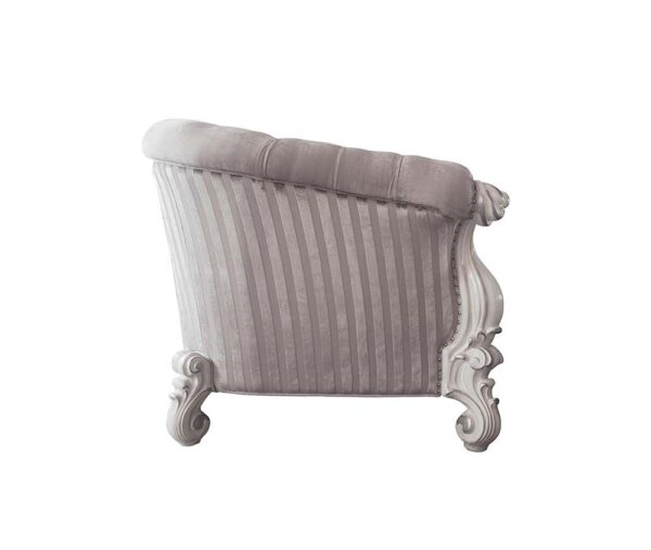 Ivory Fabric & Bone White Finish Versailles Loveseat W/5 Pillows LV01395 by ACME - Image 3