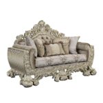 Velvet, Fabric & Antique Gold Finish Sorina Loveseat W/5 Pillows LV01206 by ACME Luxury Living Room Furniture Mobilia Cleopatra 15 Velvet, Fabric & Antique Gold Finish Sorina Loveseat W/5 Pillows LV01206 by ACME 15