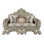 Velvet, Fabric & Antique Gold Finish Sorina Loveseat W/5 Pillows LV01206 by ACME Luxury Living Room Furniture Mobilia Cleopatra 16 Velvet, Fabric & Antique Gold Finish Sorina Loveseat W/5 Pillows LV01206 by ACME 16