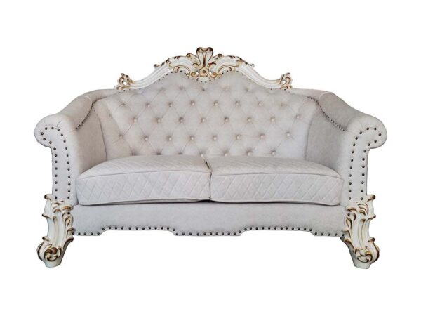 Vendome II Loveseat With 4 Pillows in Ivory Fabric LV01330 by ACME - Image 2