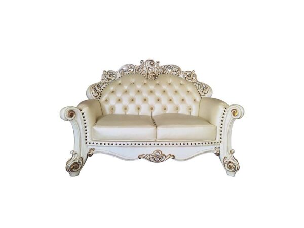 Vendome Loveseat With 3 Pillows in Champagne Leather LV01325 by ACME - Image 2