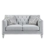 Light Gray Linen Katia Loveseat W/2 Pillows LV01050 by ACME Luxury Loveseats Mobilia Cleopatra 12 Light Gray Linen Katia Loveseat W/2 Pillows LV01050 by ACME 12