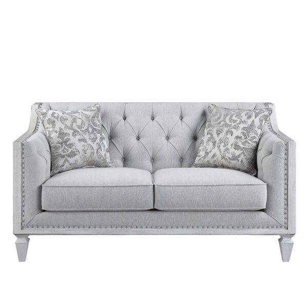 Light Gray Linen Katia Loveseat W/2 Pillows LV01050 by ACME - Image 2
