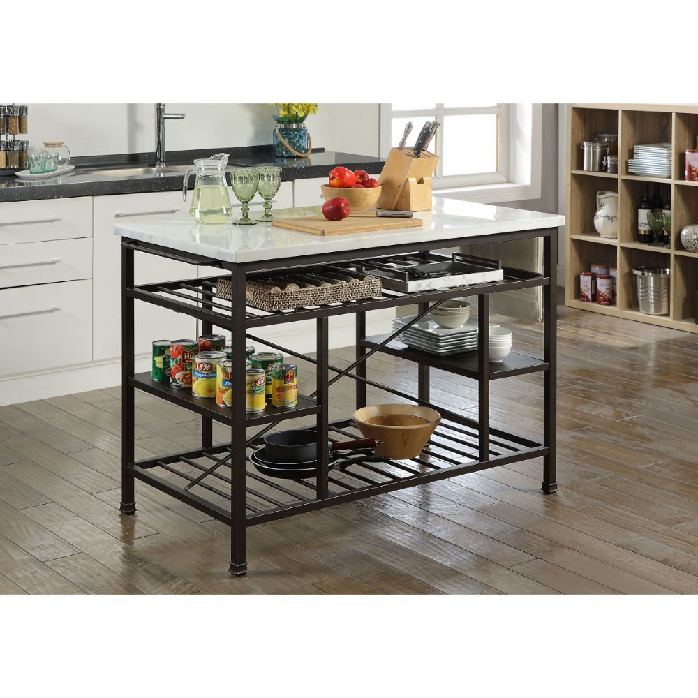 Marble Lanzo Kitchen Island 98400 by ACME