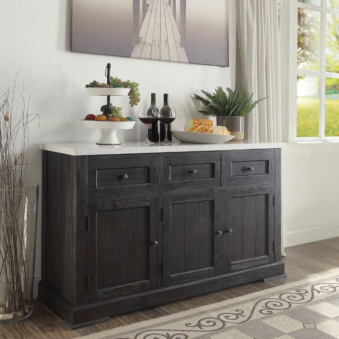 White Marble Top Nolan Server 72847 by ACME