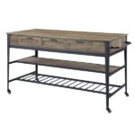 Rustic Oak Macaria Kitchen Island AC00402 by ACME Servers Mobilia Cleopatra 14 Rustic Oak Macaria Kitchen Island AC00402 by ACME 14