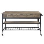 Rustic Oak Macaria Kitchen Island AC00402 by ACME Servers Mobilia Cleopatra 15 Rustic Oak Macaria Kitchen Island AC00402 by ACME 15