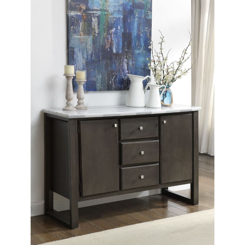 Marble & Gray Oak Madan Server by ACME