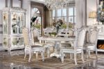 Vendome Round Dining Table With Pedestal Base in Antique Pearl Finish DN01222 by ACME 17
