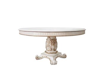 Vendome Antique Pearl Round Dining Table – 60” Single Pedestal DN01222 by ACME