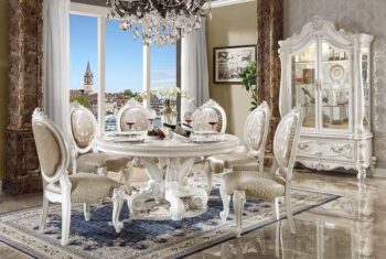 Versailles Round Pedestal Dining Table – Bone White Finish DN01388 by ACME