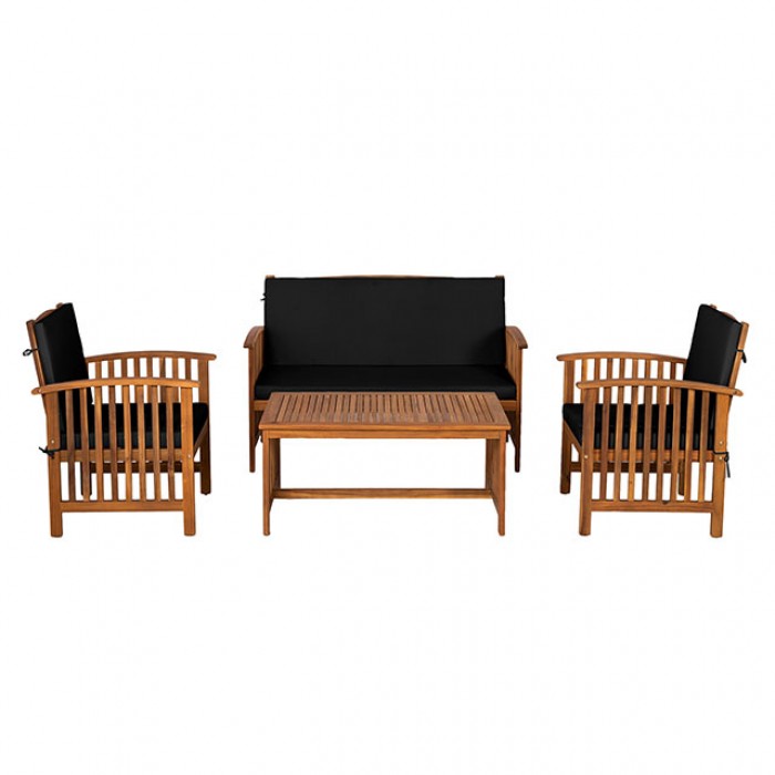 Black KYUSHU 4 PC. PATIO SET GM-1022BK-4PC BY Furniture of America.