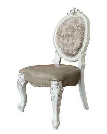 Bone White Leather Versailles Side Chair DN01389 by ACME