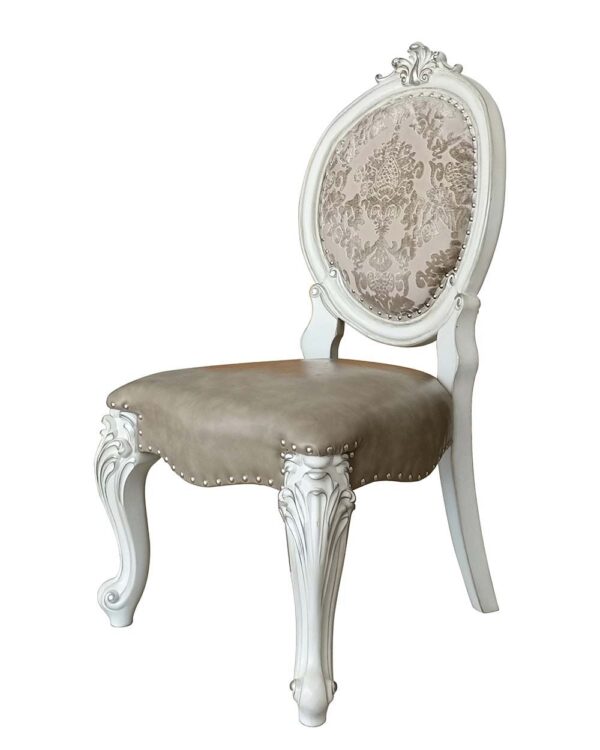 Bone White Leather Versailles Side Chair DN01389 by ACME 7