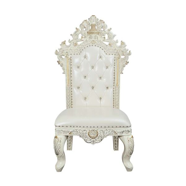 Adara Pearl White Leather Tufted Dining Side Chair by ACME - Image 2