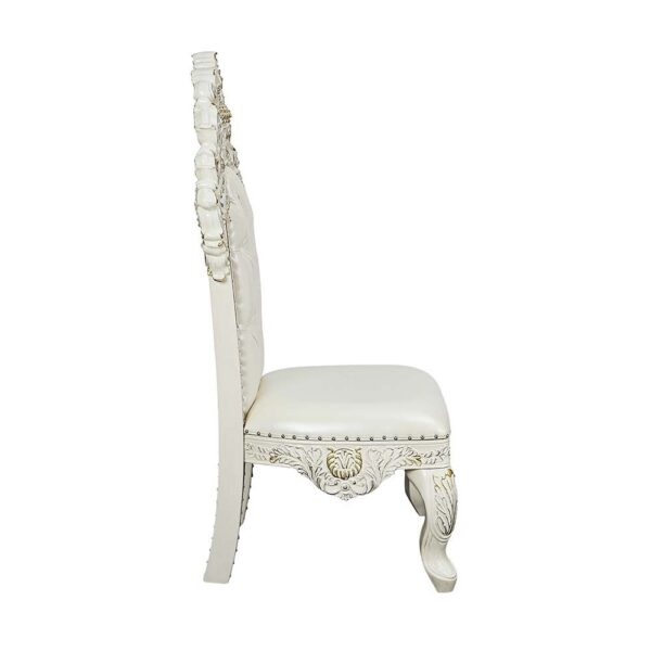Adara Pearl White Leather Tufted Dining Side Chair by ACME - Image 3