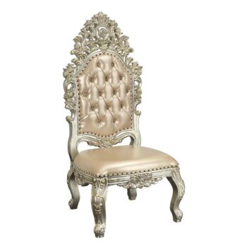 Leather & Antique Gold Finish Sorina Side Chair DN01209 by ACME