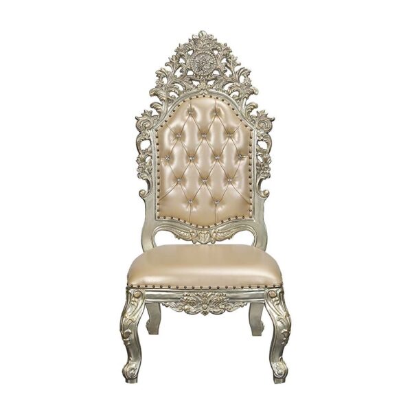 Leather & Antique Gold Finish Sorina Side Chair DN01209 by ACME - Image 2