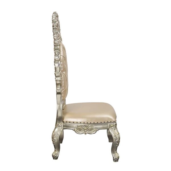 Leather & Antique Gold Finish Sorina Side Chair DN01209 by ACME - Image 3