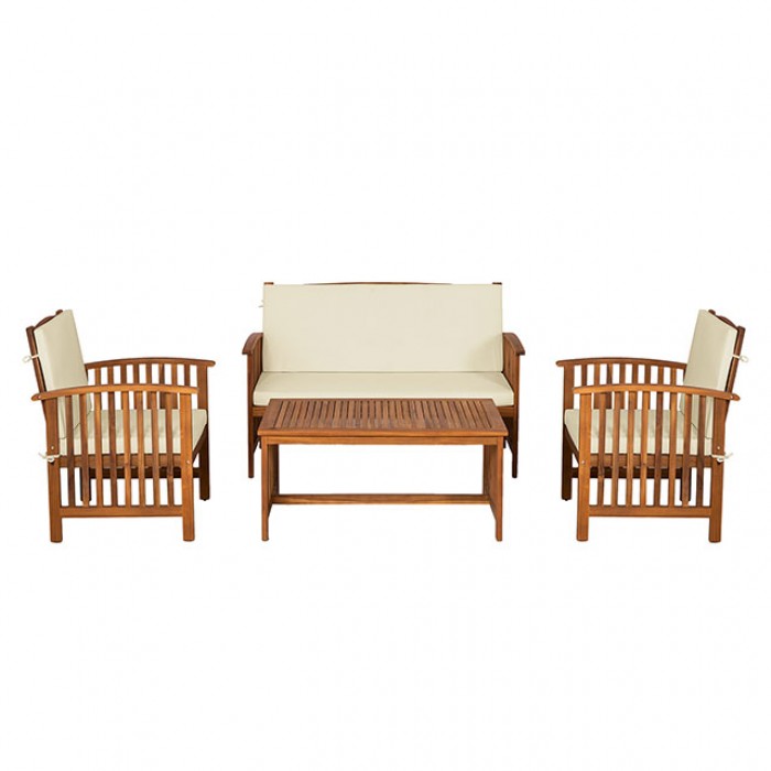 Beige KYUSHU 4 PC. PATIO SET GM-1022BG-4PC BY Furniture of America.