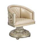 Leather & Antique Gold Finish Sorina Arm Chair DN01220 by ACME Dining Chair & Bench Mobilia Cleopatra 13 Leather & Antique Gold Finish Sorina Arm Chair DN01220 by ACME 13