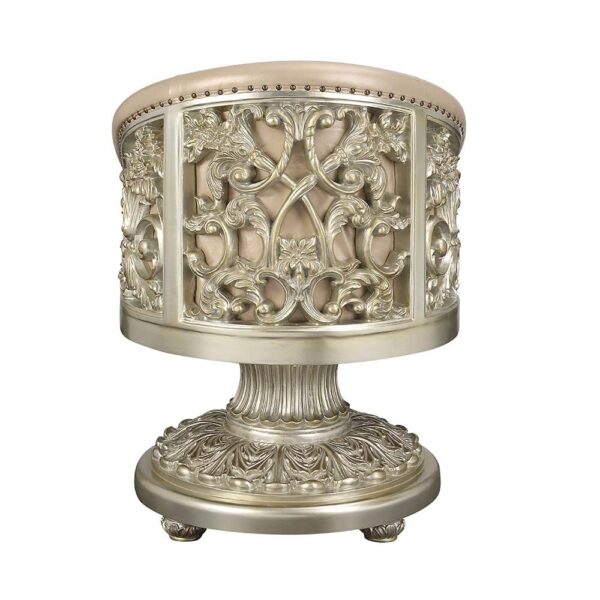 Leather & Antique Gold Finish Sorina Arm Chair DN01220 by ACME - Image 4