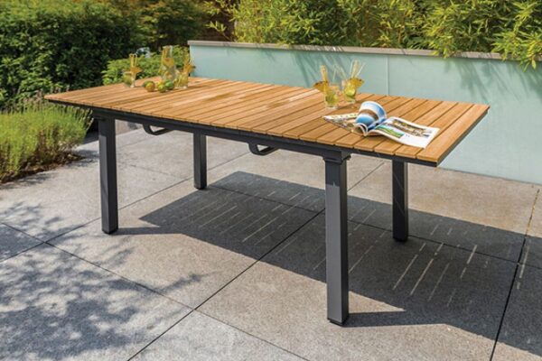 Gun Metal/Natural Teak MACKAY PATIO DINING TABLE GM-2001 BY Furniture of America. 14