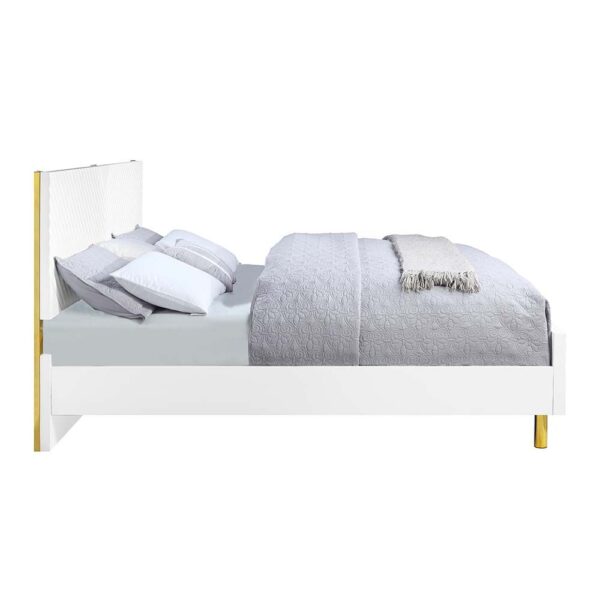 White High Gloss Gaines Bed by ACME - Image 3
