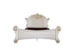 Ivory Fabric & Antique Pearl Finish Vendom Bed by ACME Luxury Beds Mobilia Cleopatra 14 Ivory Fabric & Antique Pearl Finish Vendom Bed by ACME 14