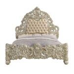 Leather & Antique Gold Finish Sorina Eastern King Bed BD01241EK by ACME Luxury Bedroom Furniture Mobilia Cleopatra 17 Leather & Antique Gold Finish Sorina Eastern King Bed BD01241EK by ACME 17