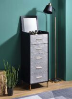 Black, Silver & Gold Myles Jewelry Armoire by ACME Luxury Bedroom Dressers & Mirrors Mobilia Cleopatra 13 Black, Silver & Gold Myles Jewelry Armoire by ACME 13