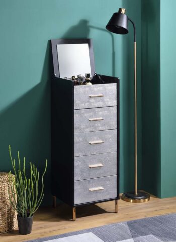 Black, Silver & Gold Myles Jewelry Armoire by ACME