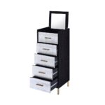 Black, Silver & Gold Myles Jewelry Armoire by ACME Luxury Bedroom Dressers & Mirrors Mobilia Cleopatra 16 Black, Silver & Gold Myles Jewelry Armoire by ACME 16
