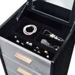 Black, Silver & Gold Myles Jewelry Armoire by ACME Luxury Bedroom Dressers & Mirrors Mobilia Cleopatra 17 Black, Silver & Gold Myles Jewelry Armoire by ACME 17