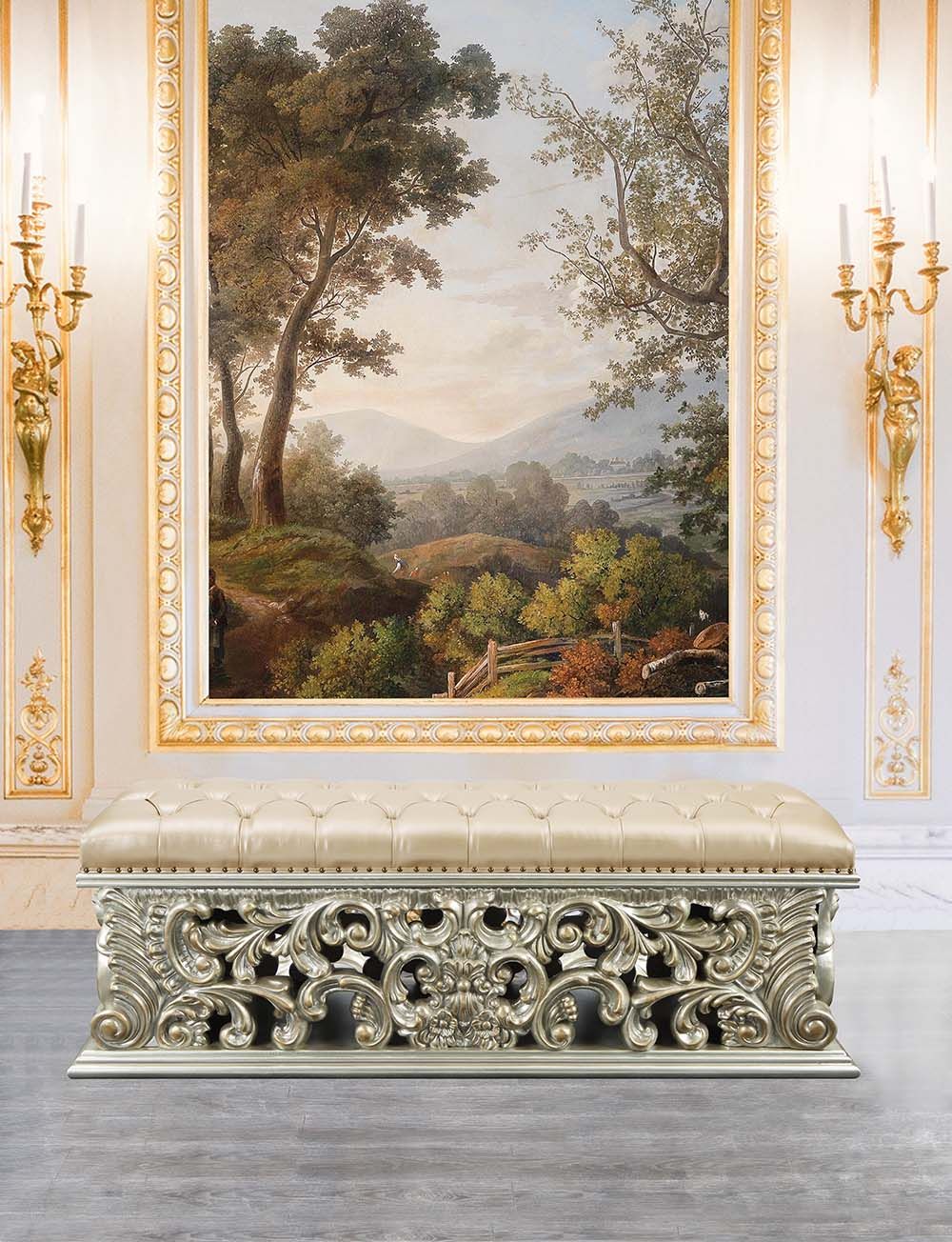 Antique Gold Finish Sorina Bench BD01246 by ACME