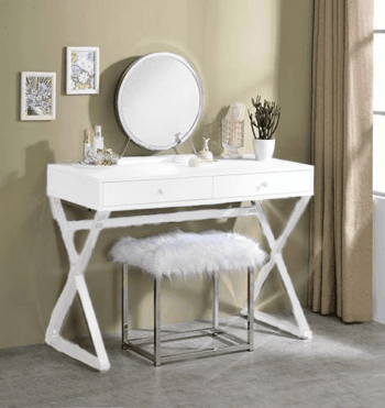 Adao Vanity White & Chrome Mirror by ACME